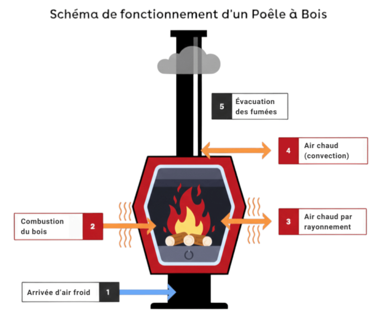 schema poele bois